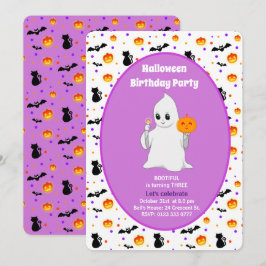 Cute Baby Ghost Halloween Birthday-inbjudan Inbjudningar