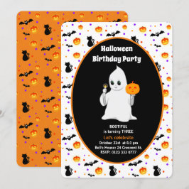 Cute Baby Ghost Halloween Birthday-inbjudan Inbjudningar