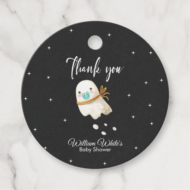 Cute Baby Ghost Halloween Fall Baby Shower Gåvor Etiketter (Framsida)
