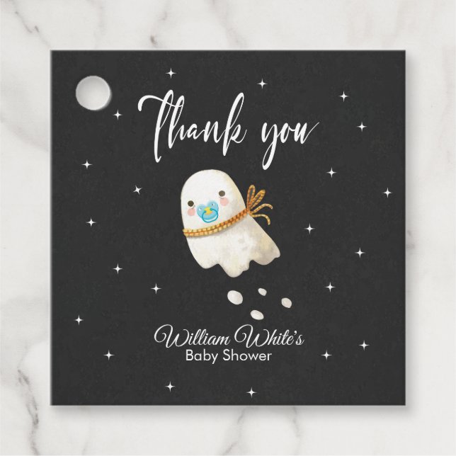 Cute Baby Ghost Halloween Fall Baby Shower Gåvor Etiketter (Framsida)