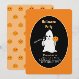 Cute Baby Ghost och Pumpkin Halloween-inbjudan Inbjudningar