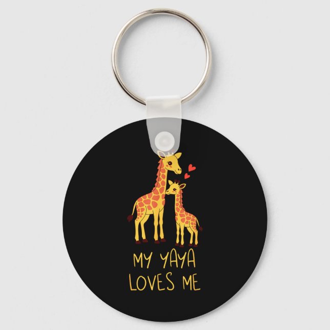 Cute Baby Giraffe And Grandma My Yaya Loves Me  Nyckelring (Framsida)