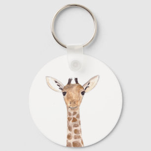 Cute baby giraffe animal Jungle Safari vattencolor Nyckelring