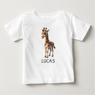 Cute Baby Giraffe Animal Kids Personalize T Shirt
