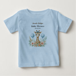 Cute Baby Giraffe Boy Baby Shower | Blue Safari T Shirt