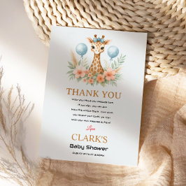 Cute Baby Giraffe Boy Baby Shower | Blue Safari Tack Kort