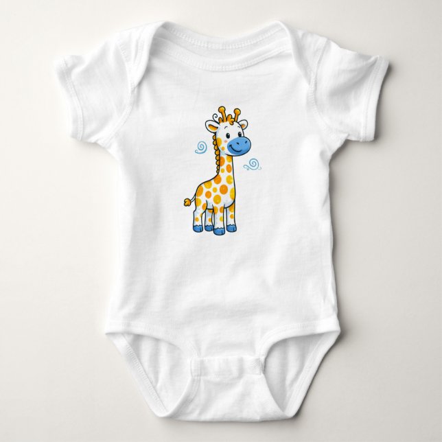 Cute Baby Giraffe Cartoon Illustration T Shirt (Framsida)