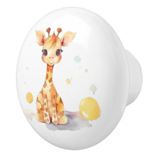 Cute Baby Giraffe Ceramic Knob Knopp