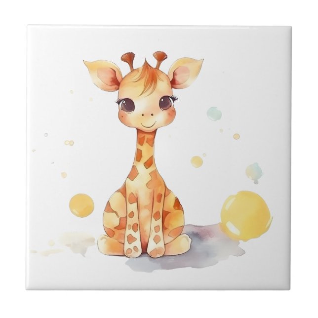 Cute Baby Giraffe Ceramic Tile Kakelplatta (Framsidan)