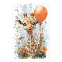 Cute Baby Giraffe Digital Painting Illustration wi