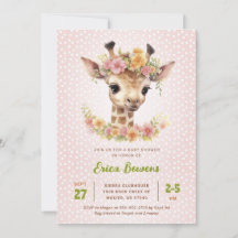 Cute Baby Giraffe Girl Vild Safari Shower Sprinkle