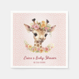 Cute Baby Giraffe Girl Vild Safari Shower Sprinkle Pappersservett