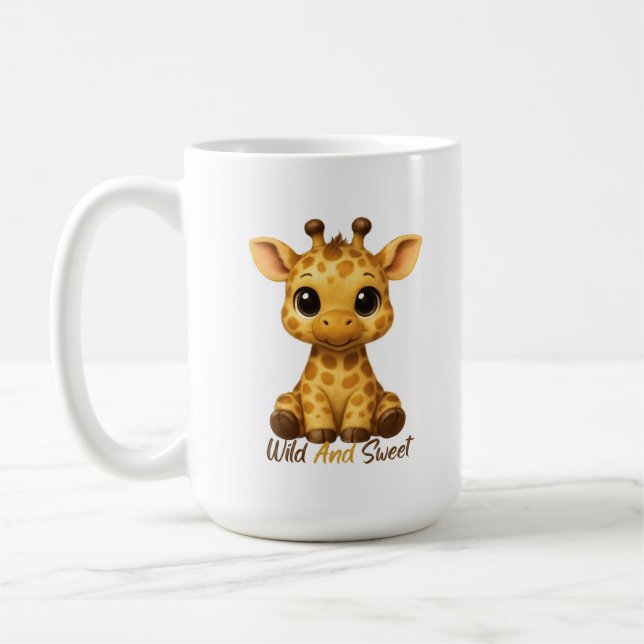 Cute Baby Giraffe Kaffemugg (Vänster)
