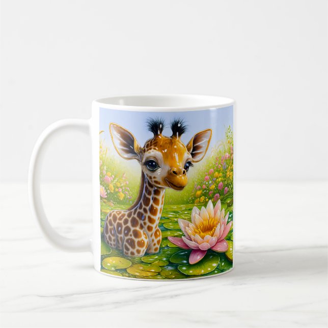 Cute Baby Giraffe Kaffemugg (Vänster)