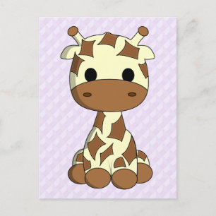 Cute baby giraffe kawaii tecknad-flickor, vykort