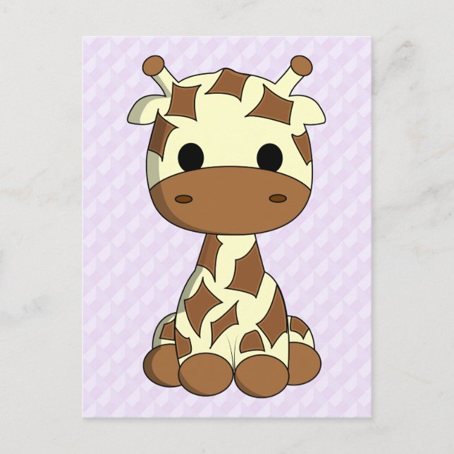 Cute baby giraffe kawaii tecknad-flickor vykort (Framsida)