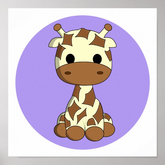 Cute baby giraffe kawaii tecknad poster (Framsidan)