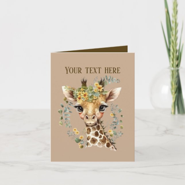 Cute baby giraffe lägger till text i valfritt syft kort (Framsida)