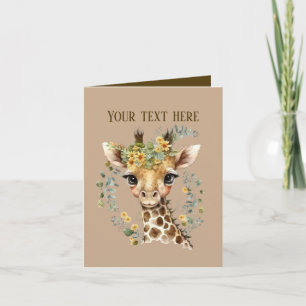 Cute baby giraffe lägger till text i valfritt syft kort