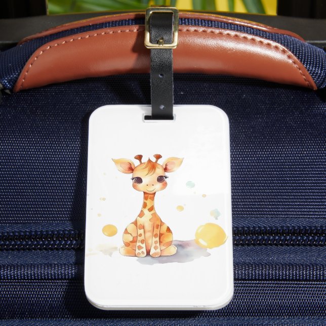 Cute Baby Giraffe Luggage Tag Bagagebricka (Framsida Insitu 2)