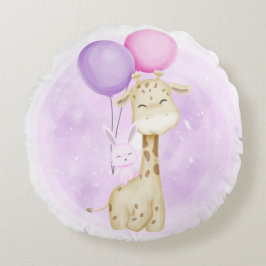 CUTE BABY GIRAFFE MED BALLOONSLEVERANTÖRER RUND KUDDE