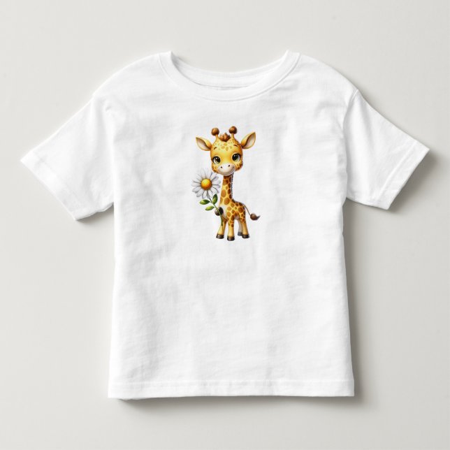 Cute Baby Giraffe med Daisy Flower-88681 T Shirt (Framsida)