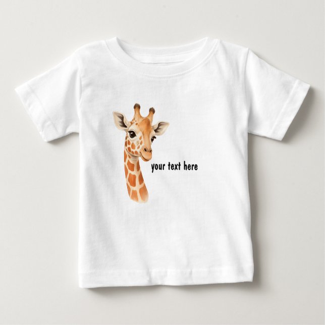 Cute Baby Giraffe Personalized Baby T-Shirt (Framsida)