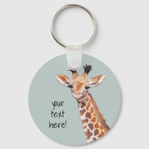 Cute Baby Giraffe Personlig Nyckelring