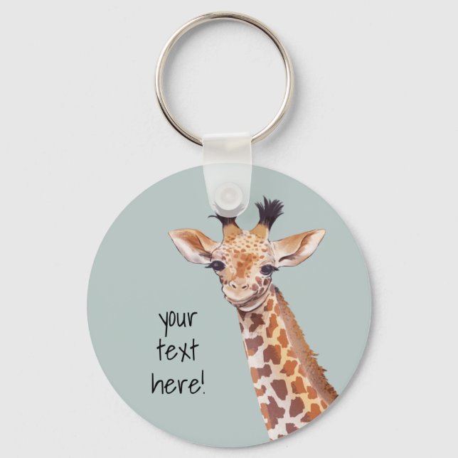 Cute Baby Giraffe Personlig Nyckelring (Framsida)