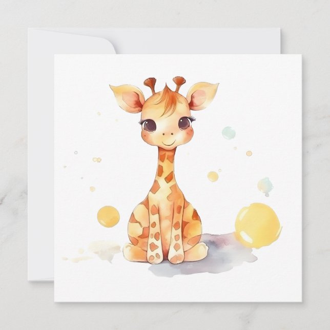 Cute Baby Giraffe-platta kort (Framsida)