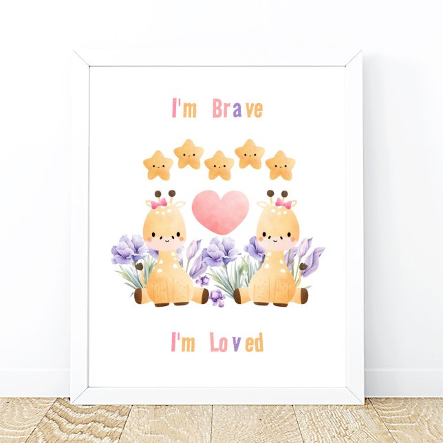 Cute Baby Giraffe Poster | Jag är Modig - jag är ä (Skapare uppladdad)