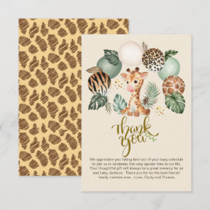 Cute Baby Giraffe Safari Animal Print Beige Tack Kort
