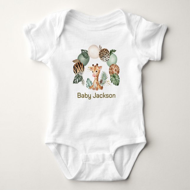 Cute Baby Giraffe Safari Animal Print T Shirt (Framsida)