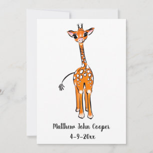 Cute Baby Giraffe, safari-djur Inbjudningar