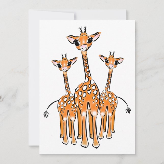 Cute Baby Giraffe, safari-djur Inbjudningar (Framsida)