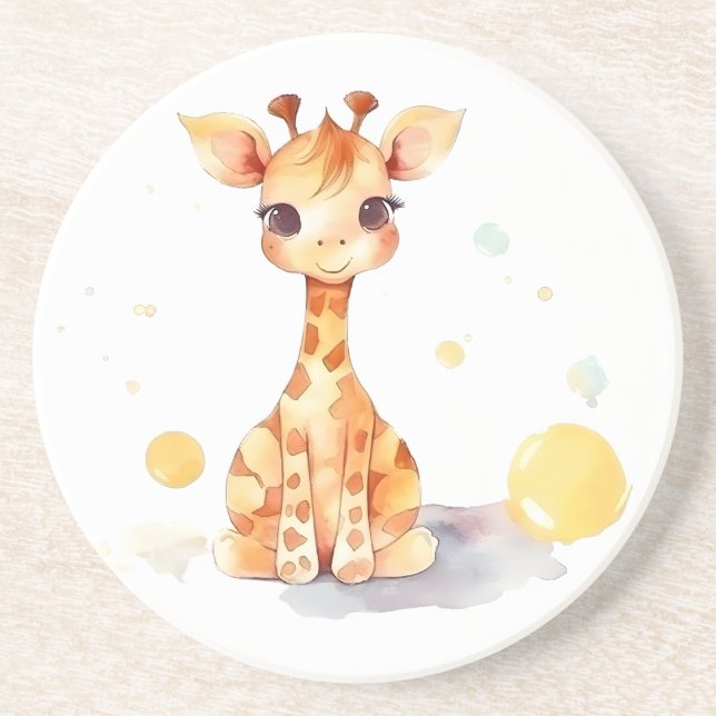 Cute Baby Giraffe Sandstone Underlägg (Framsidan)