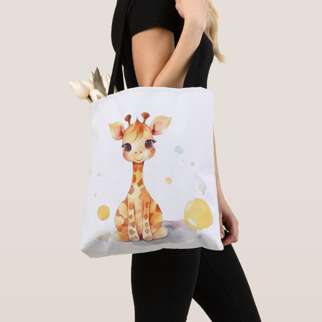 Cute Baby Giraffe Shoulder Tote Tygkasse (Närbild)