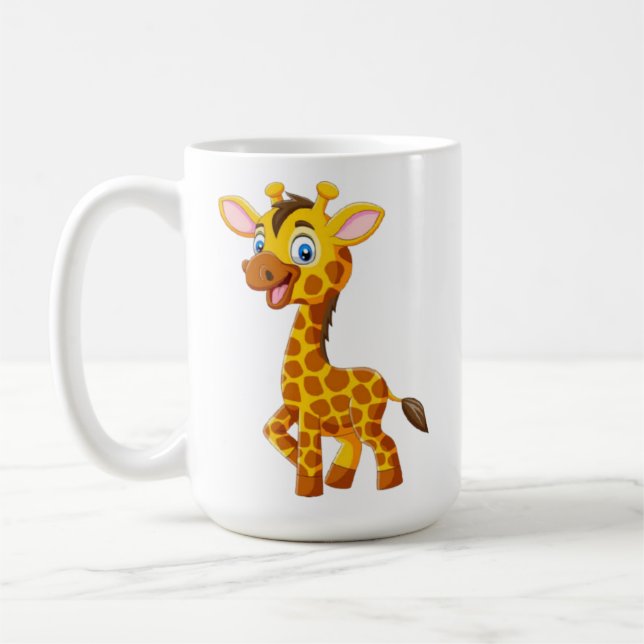 Cute Baby Giraffe Smiling Cartoon-35280 Kaffemugg (Vänster)