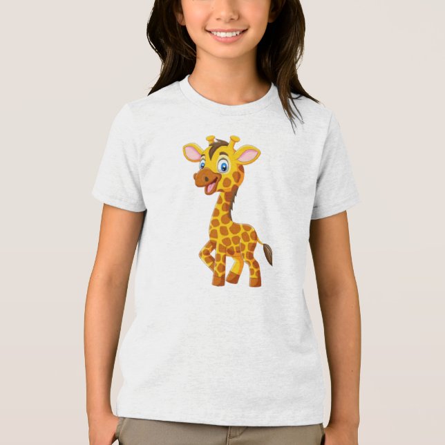 Cute Baby Giraffe Smiling Tecknad-35280 T Shirt (Framsida)