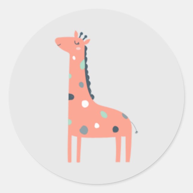 Cute baby giraffe sover runt klistermärke (Framsida)