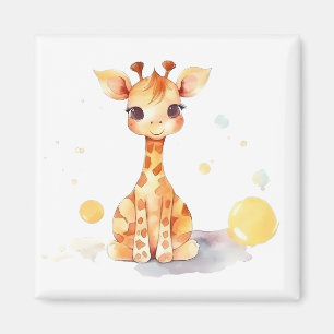 Cute Baby Giraffe Square Magnet