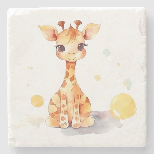 Cute Baby Giraffe Stone Underlägg (Framsidan)
