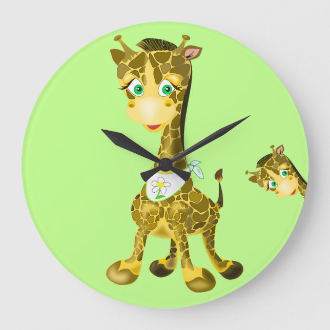 Cute Baby Giraffe Stor Klocka (Framsida)