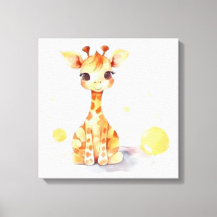 Cute Baby Giraffe Stretched Kanvastryck