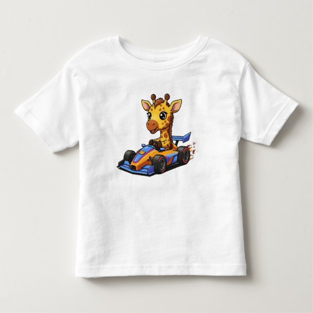 Cute Baby Giraffe Tävling bil T Shirt (Framsida)
