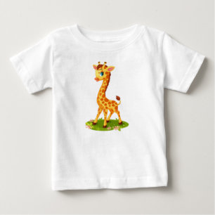 Cute Baby Giraffe Tecknad T Shirt