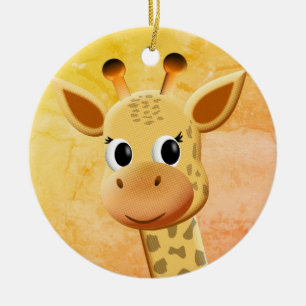 Cute Baby Giraffe Teckning Julgransprydnad Keramik
