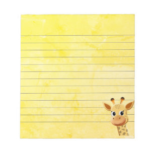 Cute Baby Giraffe Teckning Lined Anteckningsblock