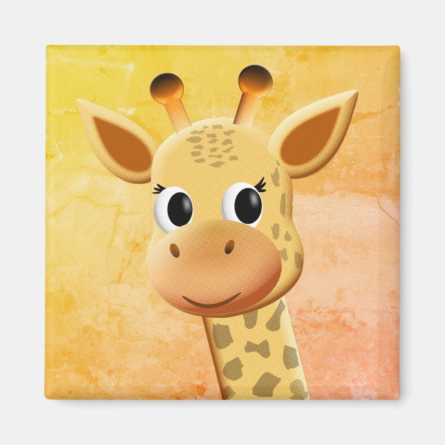 Cute Baby Giraffe Teckning Magnet (Framsidan)