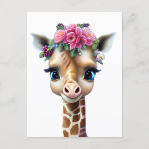 Cute Baby Giraffe with Flowers and Holly Vykort